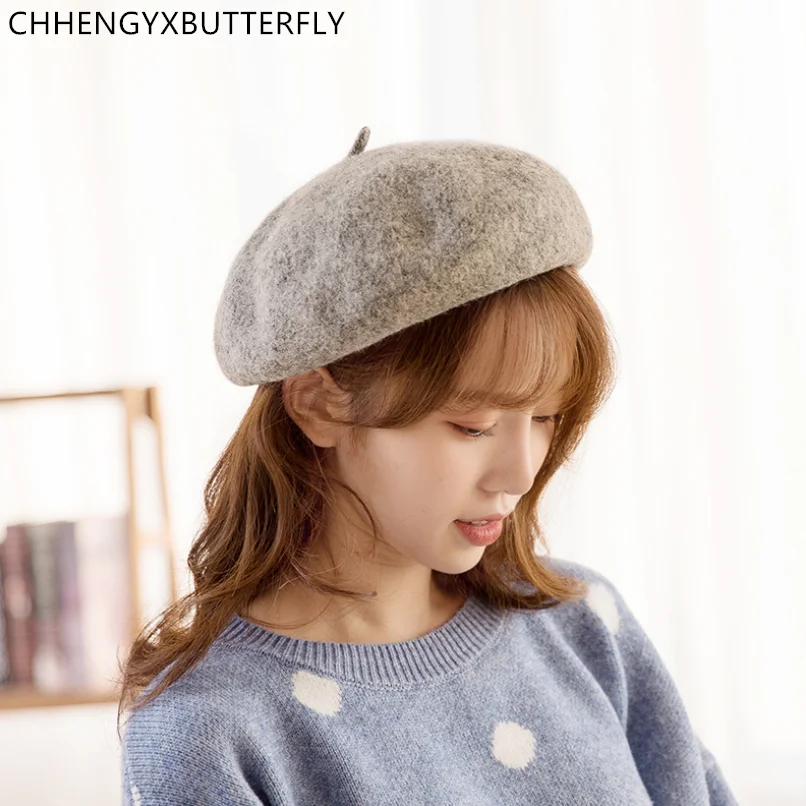 Autumn Winter Women Fashion Cashmere Adjustable Berets New Wool Hat Female Warm Solid Color Cap