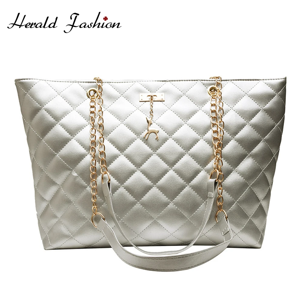 

Casual Plaid Women Shoulder Bag Chain Classic Diamond Pattern Shopping Bag Fashion Female Tote Handbag Office Lady Travel Bag