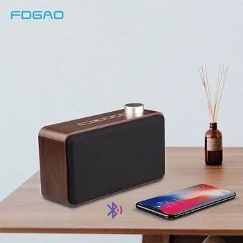 

FDGAO Wireless Bluetooth Speaker Wood Portable HiFi Sound 3D Stereo Music Subwoofer Computer Speakers Support TF Card U Disk