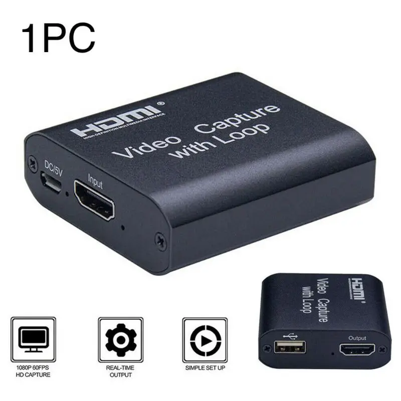 

HDMI Video Capture Card Screen Recorder USB2.0 1080P High Definition Game Capture Streamer Device with Loop