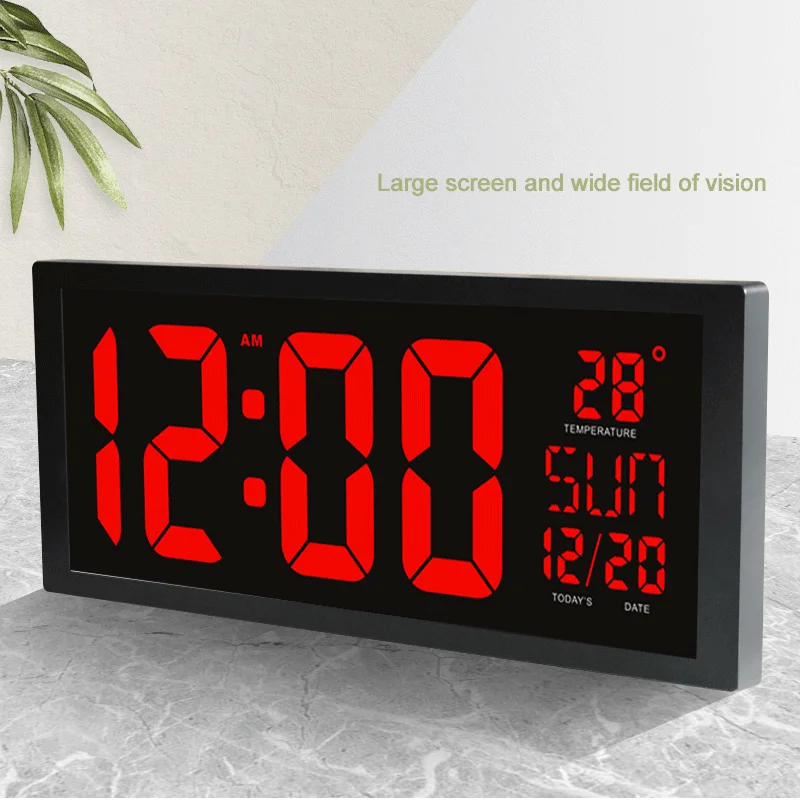 Electronic Wall Clock Large LED Screen Clocks With Calendar Thermometer Week Electronic Digital Wall/Desk Clock Of Home Decorate