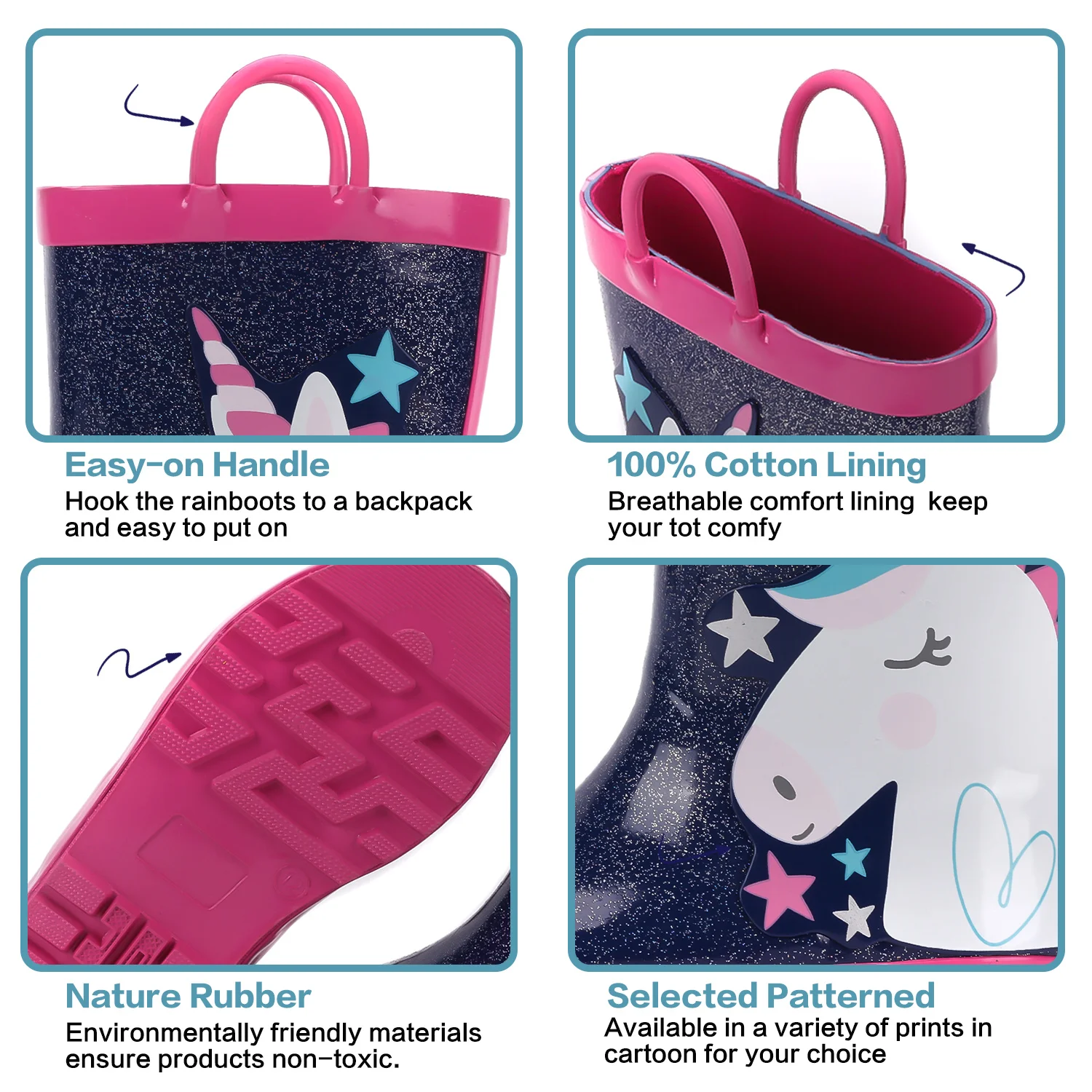 Unicorn Starry Rain boots