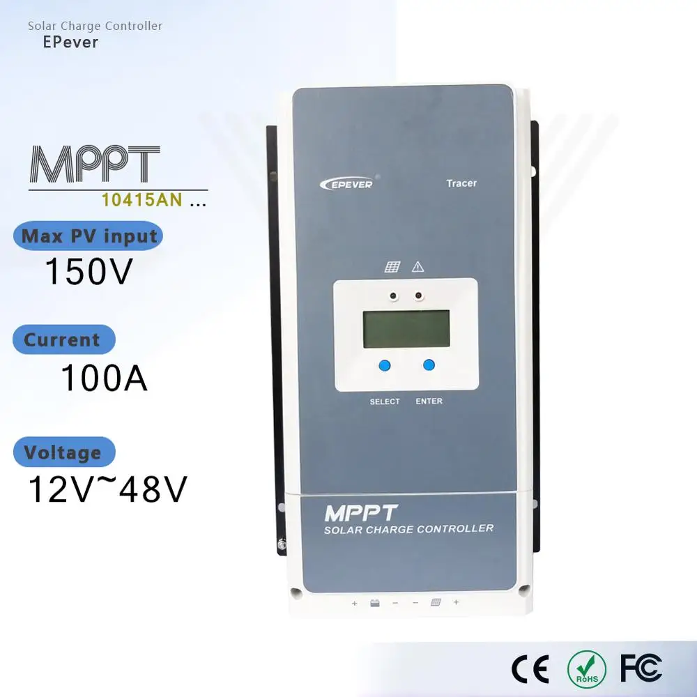 EPever Tracer10415AN 100A Солнечный Зарядное устройство контроллер MPPT 12 В 24 В 36 В 48 В для Max 150 В Панели солнечные вход регулятор высокое качество
