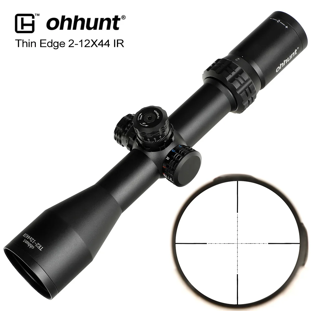 

ohhunt Thin Edge 2-12X44 IR Hunting Optical Sight Mil Dot Red Green Blue Illuminated Reticle with Turret Lock Reset Riflescope