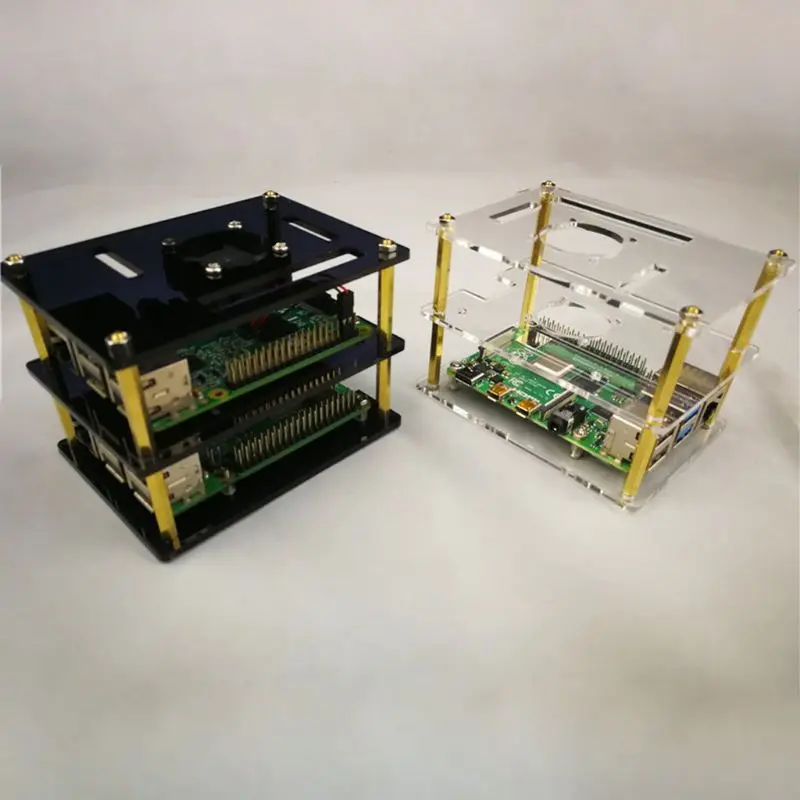 

GT3A Acrylic Case Protective Shell with Cooling Fan Screwdriver for Raspberry Pi 4 Model B/3B+/3B/2B Accessories