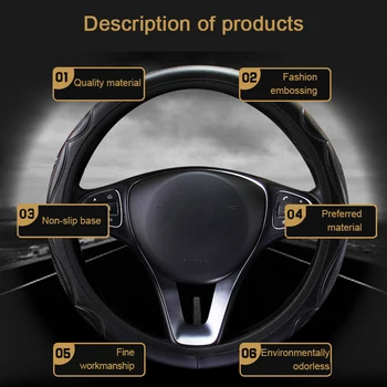 

Car PU Leather Steering-Wheel Cover Anti-slip Skidproof Durable 38CM Dynamic Fibre Steering Wheel Cover Universal 9 Colors