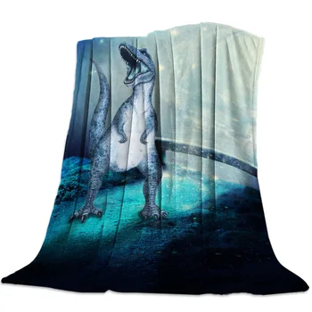 

Dinosaur Light Blue Night Throw Blanket Blanket Cartoon Fleece Blanket Sofa/Bed/Plane Travel Plaids Bedding Towel