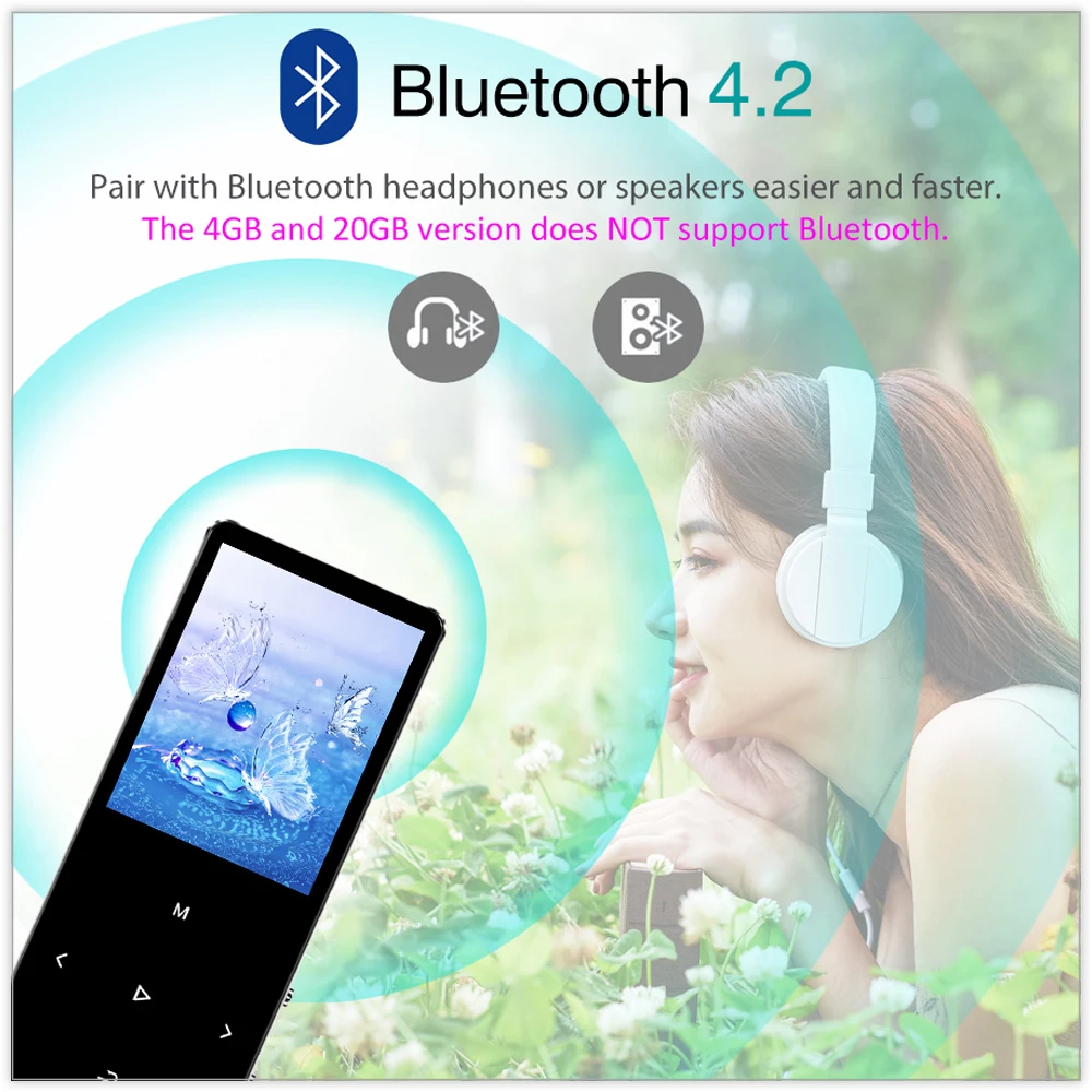 ICEICE MP3-плеер с Bluetooth сенсорными клавишами встроенный динамик 8 ГБ 16 ГБ 32 ГБ 40 ГБ HiFi портативный плеер радио FM Запись MP 3