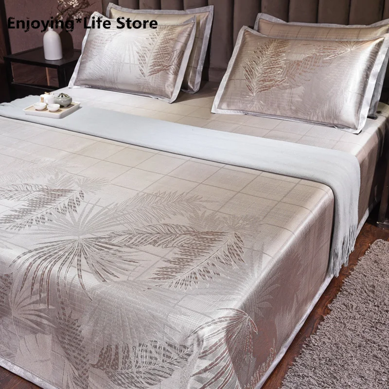 

Summer Ice Silk Mat 1.8m Bedroom Single Double Bed Sheet Three-piece Set 1.5m Soft Mat 2.0m Foldable