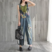 Новинка года, ретро нашивки с картинками и дырками, джинсы с принтом Джокер, Свободные повседневные штаны с поясом, комбинезон, женские джинсы на бретелях