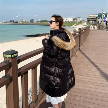 

fashion Winter Coat Women Jackets 2020 New Hooded Large Fur Collar Warm black Parka Coats Winter Jacket Woman Outwear N1120