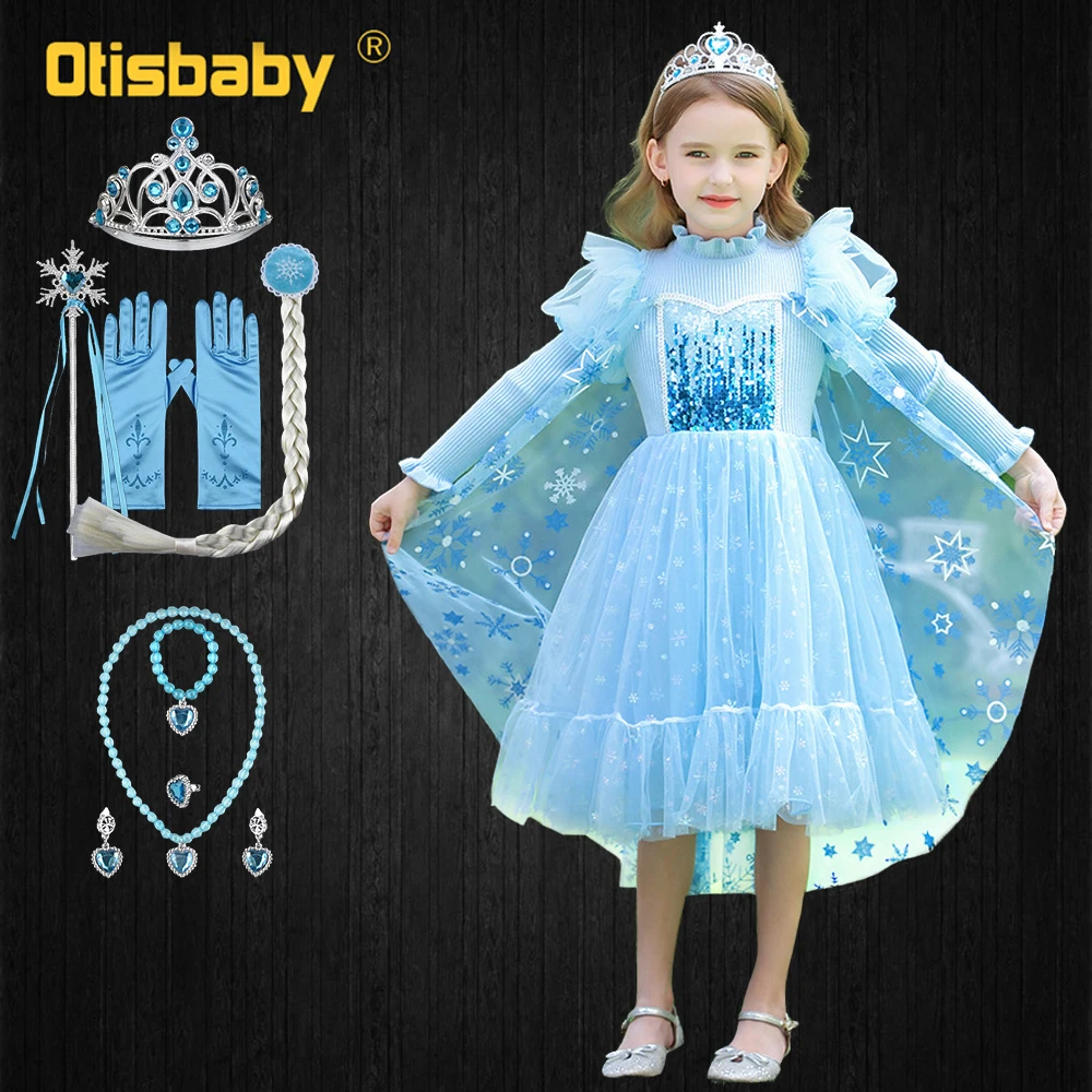 Vestido De La Reina De Las Nieves Para Niñas, Disfraz De Frozen 2, Vestido  De Princesa Azul Para Halloween, Fiesta De Cumpleaños, Vestidos De Malla |  