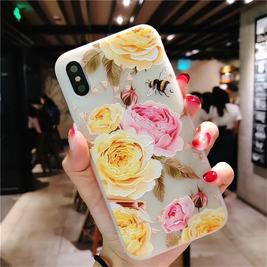 MOUSEMI Luxury 3D Silicone Case For iPhone 6 7 6S 8 Plus 5S SE X XS MAX XR Shockproof Flower Phone Case For iPhone 6 7 Case Girl (11)