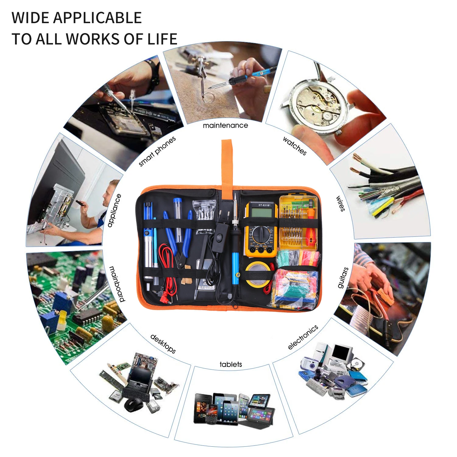 

Hot 60W 389pcs Soldering Irons Kit with Digital Multimeter 332Pcs Heat Shrink Tubing 32 in 1 Screwdrivers Solder Sucker Wire Cut