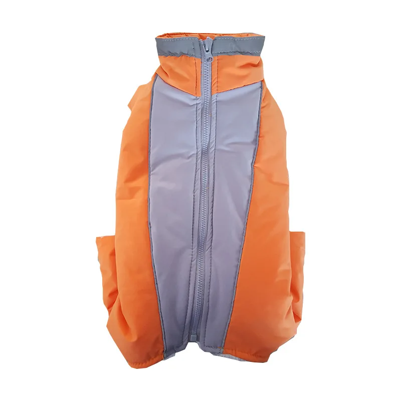 Комбинезоны для собак зимние теплые водонепроницаемые для девочек защита живота светоотражающий Комбинезон для маленьких собак одежда пальто - Цвет: Gray Orange for Girl