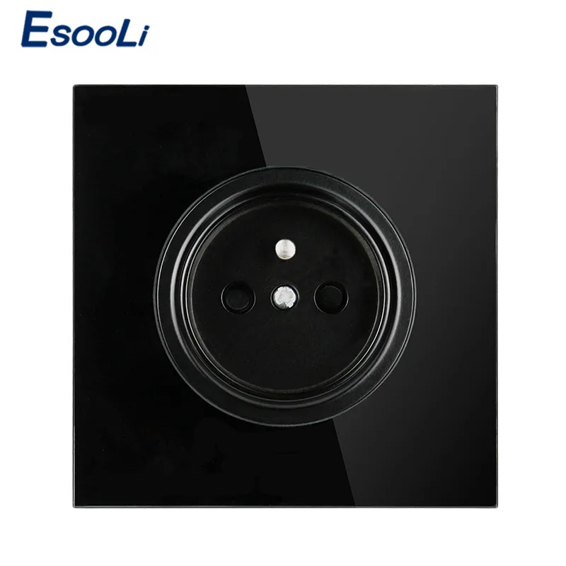 EsooLi французский стандартный настенный разъем питания Хрустальная стеклянная панель зарядное устройство адаптер Золотая настенная розетка заземленная 86*86 мм