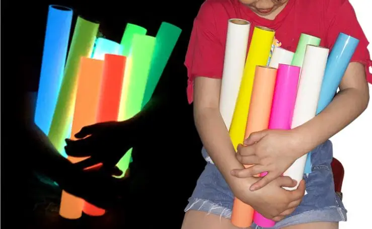 50cm*1m Night Luminous Warning Fluorescent Heat transfer Vinyl Film Color Printing Crop Number Patterns T-shirt film Glowing