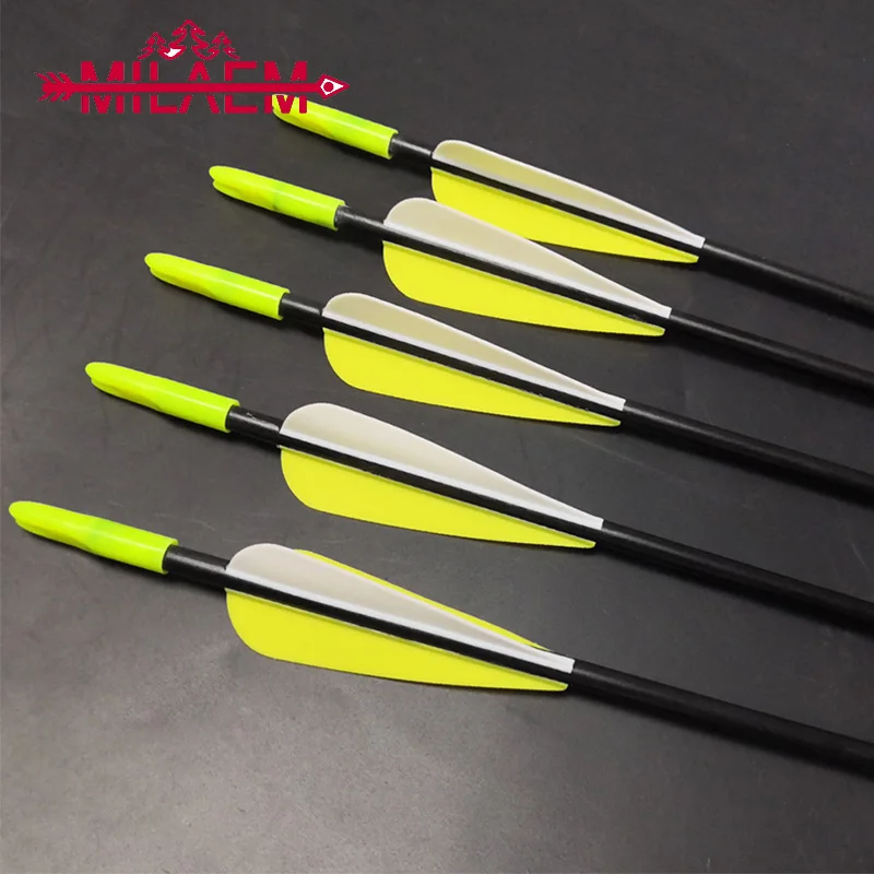 12pcs Fiberglass Arrows Plastic Feathers Recurve Bow Archery Target Practice 
