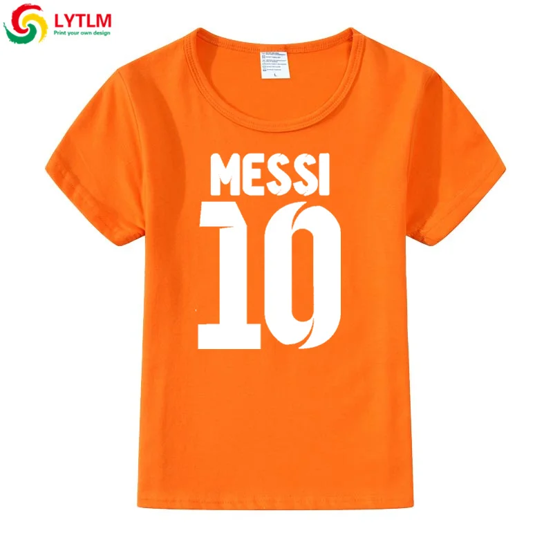 LYTLM Messi/футболка с короткими рукавами для маленьких мальчиков футболка для мальчиков Lionel Messi летняя одежда для маленьких девочек топы для маленьких девочек - Цвет: DX LYCRA Orange