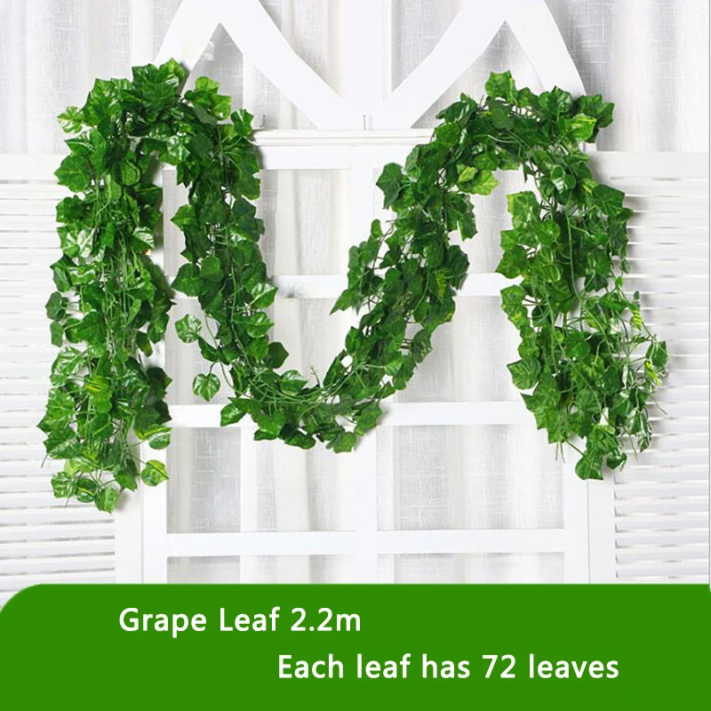 grape leaves 12 шт., искусственные гирлянды, листья плюща, папоротника, зеленые растения, листва, цветы, рождественские украшения - Цвет: grape leaves