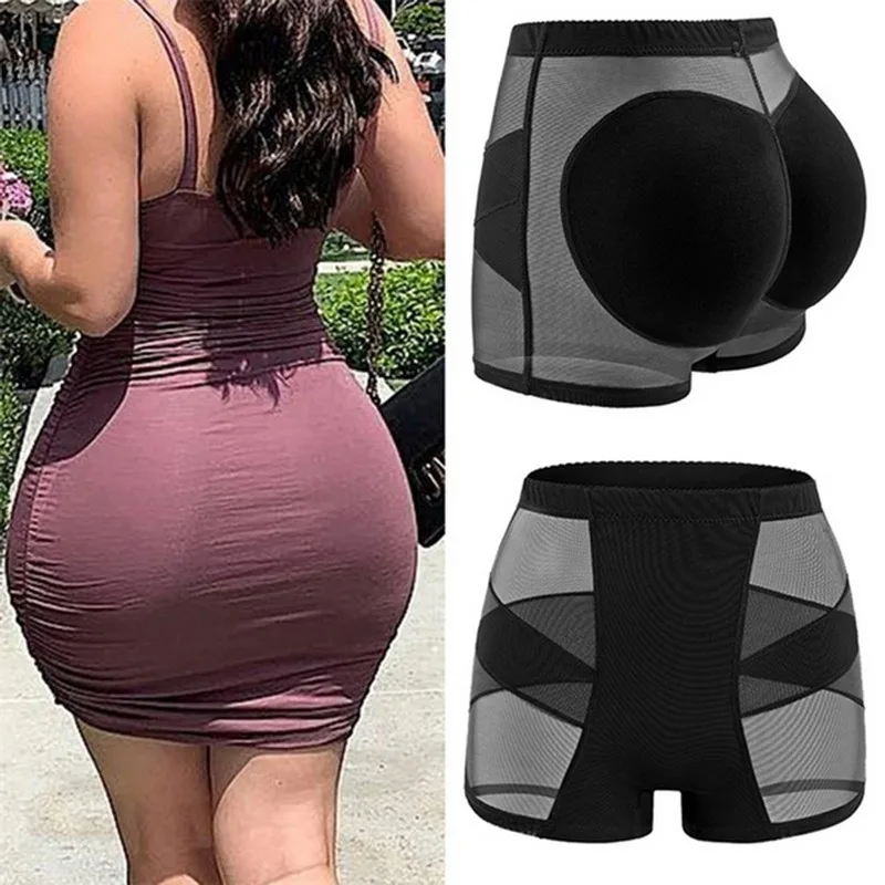 Sexy Women's Padded Butt Lifter Panties Booty Cross-Elastic Mesh Knickers Hip Enhancer Buttock Fake Butt Briefs Shapewear extreme tummy control shapewear