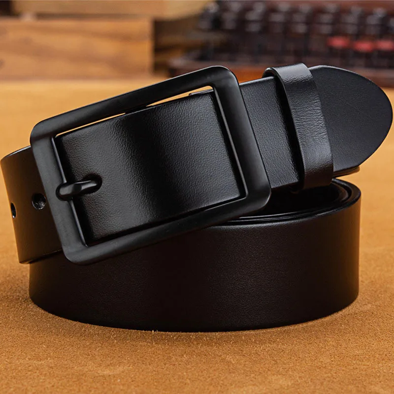 Black Deepeel 1 шт. 3,8*105-165 см роскошный бизнес чисто кожаный ремень с размера плюс сплав Пряжка дизайнерские ремни для мужчин Высокое качество yyb395 - Цвет: Black