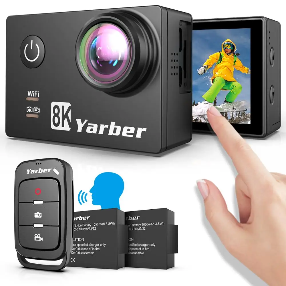 Спортивная Экшн камера Yarber 8K Wi Fi 4K 60fps велосипедный шлем s 40 м Водонепроницаемая