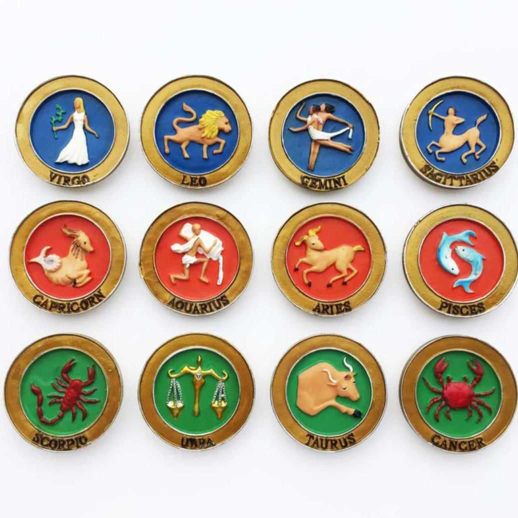 

12 Constellations Fridge Magnets Tourist Souvenirs Crafts Refrigerator magnet Decoration Articles Handicraft Gifts
