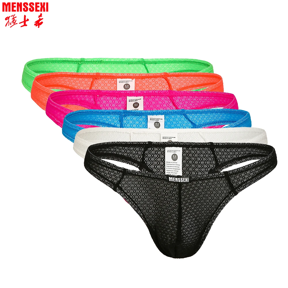 

2Pcs/lot Mens Sexy Thong Fashion Panties Seamless Underpants Hollow Out Lingerie Low-Rise Male Briefs Men Underwear