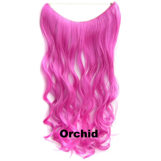24inch 50grams 100grams Synthetic Hair Extension Gradual Color Brown Gray Blonde String Halo Hairpieces Extensions 100g-orchid-wavy