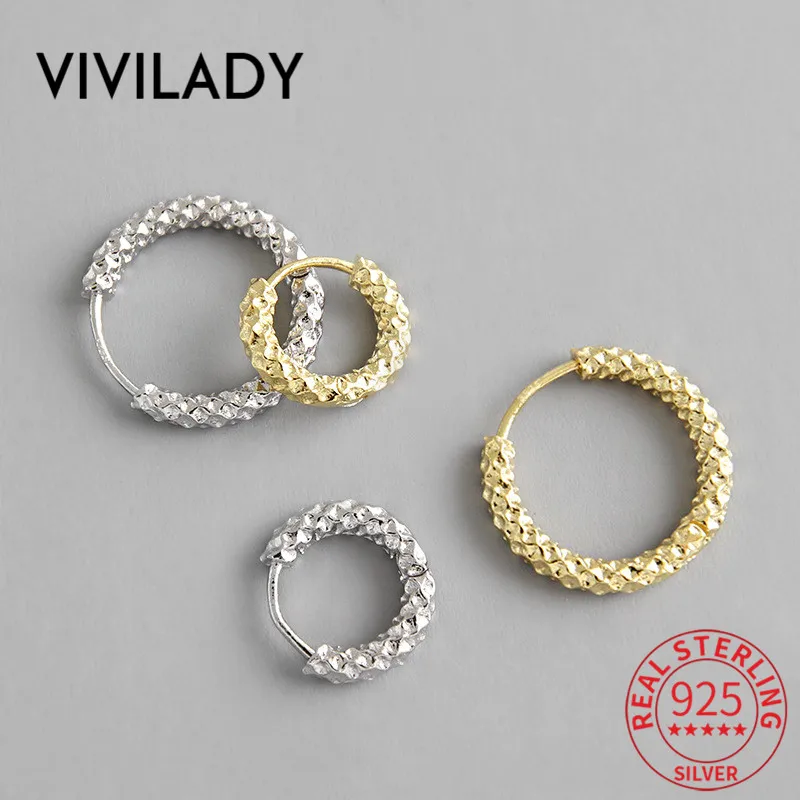 VIVILADY, нестандартные геометрические 925 пробы, серебряные маленькие круглые женские серьги-кольца золотого и серебряного цвета, корейские ювелирные изделия для друзей