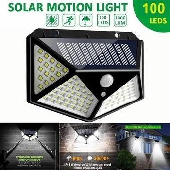 

3Modes Solar Wall Lamps 100LED Outdoor PIR Motion Sensor Night Light IP65 Waterproof Security Lights for Garden Yard Patio