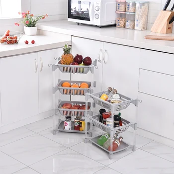 

Kitchen bathroom shelf floor multi-layer space supplies small department store fruit and vegetable storage basket shelf LB1141