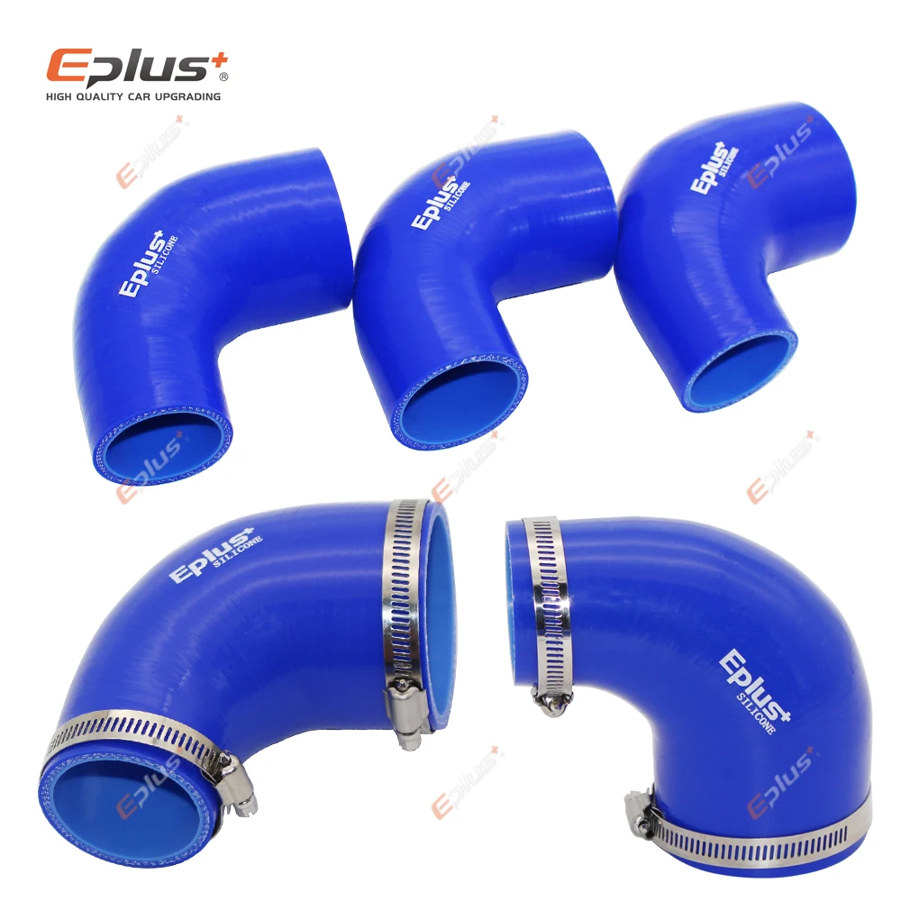 EPLUS Universal Silicone Tubing Hose 90 Degrees big to small Connector Car Intercooler Turbo Intake Pipe Coupler Blue Multi Size silicone hose,silicone hose connector