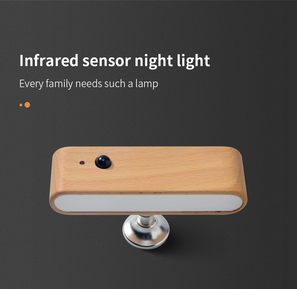 garden wall lights Nordic LED wooden wall light 360° adjustable bedside lamp USB rechargeable cordless portable Infrared sensor night light sconce light fixture