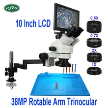 Efix 38MP Вращающийся универсальный поворотный кронштейн Подставка тринокулярный микроскоп HDMI USB камера паяльная Стерео Зум 1" ЖК-телефон ремонт