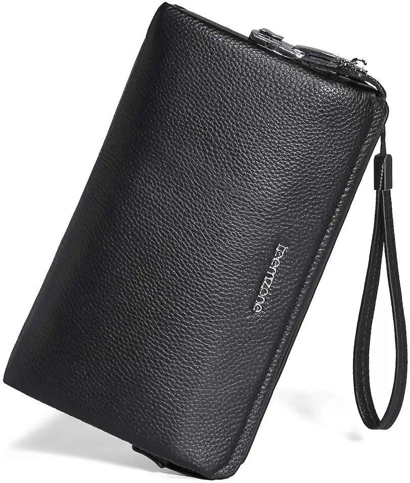 

Teemzone Rfid Long Wallets for Mens with Strap Digital Lock Leather Clutch-wrist bag Organizer Checkbook Purse Wrist Strap J45