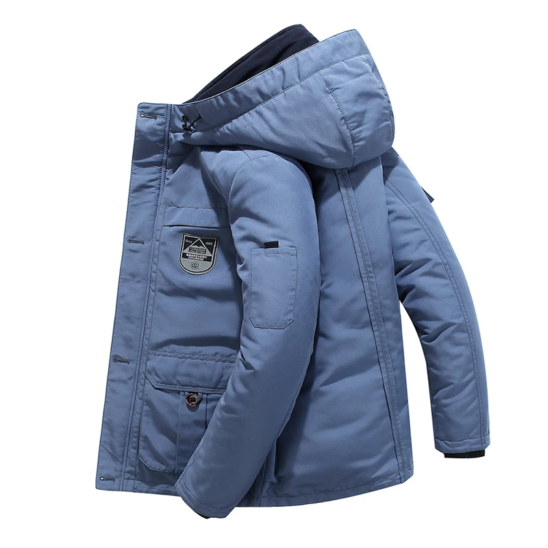 Повседневное однотонное пальто с капюшоном, зимняя теплая куртка для мужчин, модные парки для женщин, новое ветрозащитное плотное длинное пальто с карманами размера плюс 6XL
