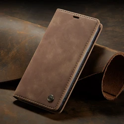 Vintage Leather Flip Wallet Phone Case - Magnetic Closure and Card Slots for P Smart 2021 (Brown)