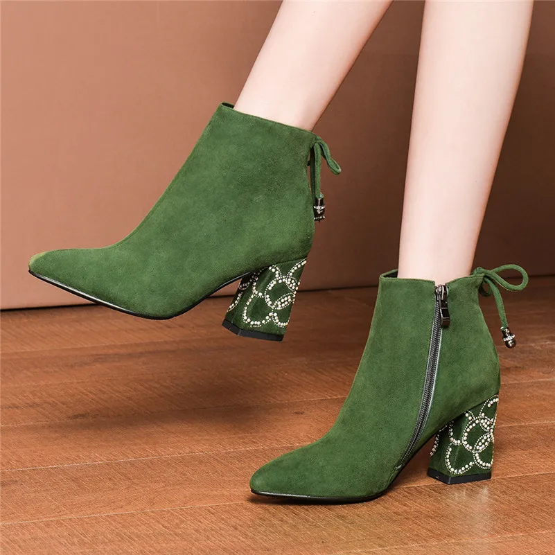 FEDONAS Pearl Embroider Women Ankle Boots High Heeled Prom Elegant Ladies Shoes Woman Warm Autumn and Winter Short Chelsea Boots