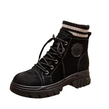 Осенне-зимние женские военные ботинки в британском стиле для студентов женские ботинки осенние теплые полусапожки зимняя обувь J5-11