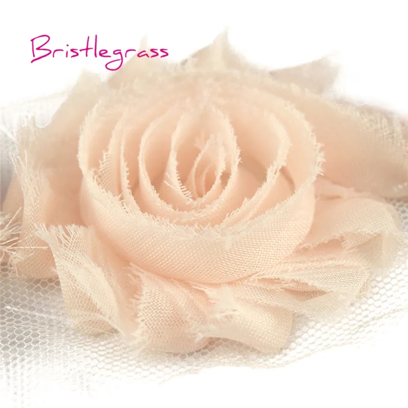 BRISTLEGRASS, 5 шт., 2,5 дюймов, 6 см, изношенный шифон, потертые розы, цветы, розочка, сетка, кружевная отделка, повязка на голову, галстук-пачка для волос, свадебное платье