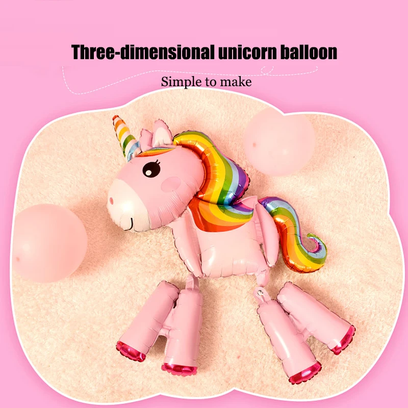 3D единорог вечерние воздушные шары украшения Unicornio ходячие животные фольга шарик для дня рождения ребенок душ девочка дети Декор игрушки подарки