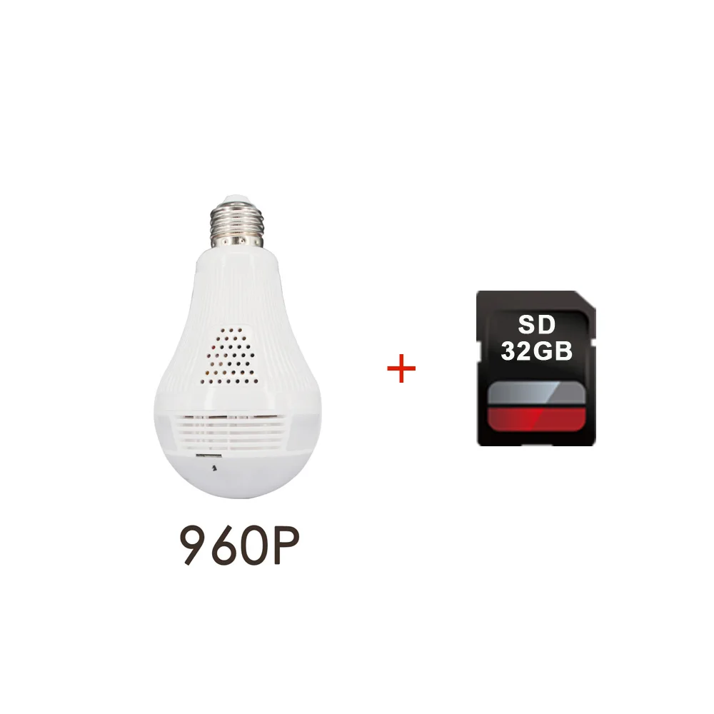 960P32GB CTVMAN 360 камера безопасности CCTV Мини Беспроводная IP лампа камера s рыбий глаз панорамная лампа 960P 1080P 3MP 5MP сеть Wifi Ipcam - Цвет: 960P32GB
