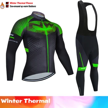 

Fluorescent Green NW Ropa Ciclismo Invierno Winter Cycling Jersey Thermal Fleece Long Sleeve Cycling Clothing Set Bike Wear