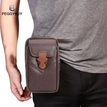 

Men Casual Durable Waist Pack Men Waist Bag PU Leather Money Purse Pure Color Zipper Phone Pocket Dropshipping