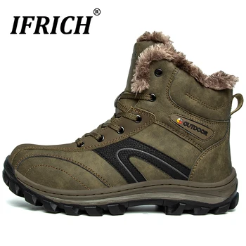 

New Arrival Men Snow Boots Anti-Slippery Leather Boots for Men High Top Casual Men Shoes Warm Fur Outdoor Boots Mens Plus Size