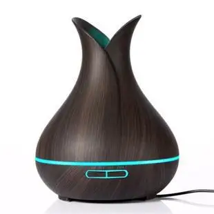 Hollow out Aroma Diffuser Cylindrical Wood Grain Air Purification Fragrance Machine Ultrasonic Colorful Ambience Light Wood Grai