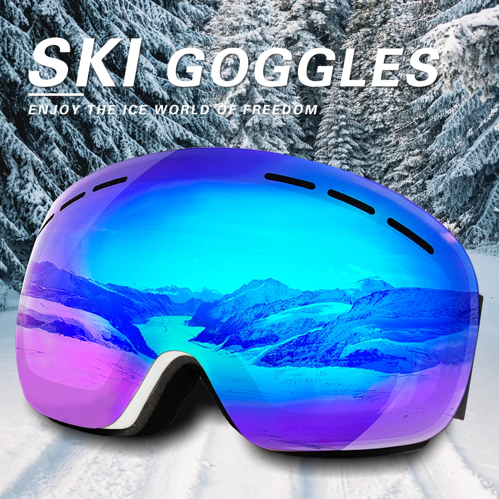 Ski goggles UV400 spherical double layers anti-fog Protection keep warm big lenses snow glasses snowboard goggles snow goggles