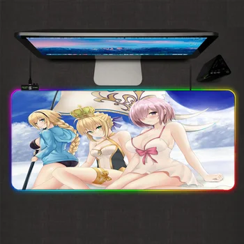 

Animation Mouse Pad Three Sexy Bihai Sailing Girls RGB Mouse Pad Backlight Color LED Light Keyboard Pad Computer Desks